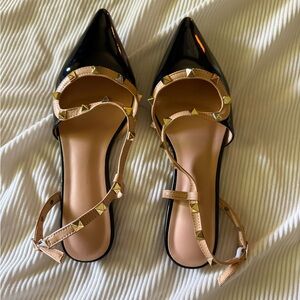 Studded Black and Tan Women's Shoes